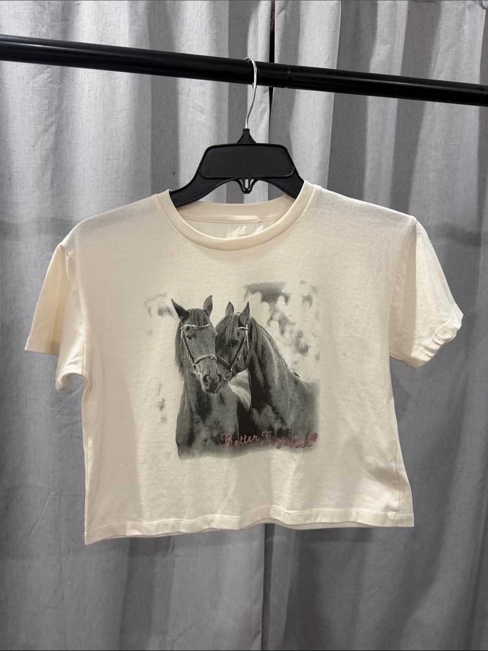 Jessica Simpson Cream Graphic Horses Short Sleeve Tee